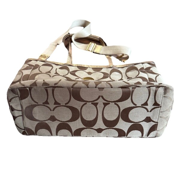 Coach Signature Tote Baby Diaper Bag Travel Satchel Lavender Lining Gold Accent - Picture 3 of 16